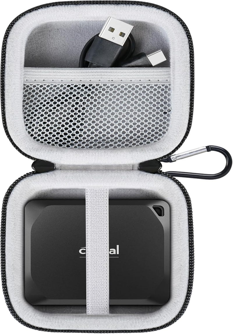 Lacdo Hard Drive Carrying Case for Crucial X9 Pro / X9 / X10 / X10 Pro SSD 1TB 2TB 4TB 6TB 8TB USB 3.2 Portable External Solid State Drives Shockproof Water Repellent Storage Travel Bag, Gray - Image 1